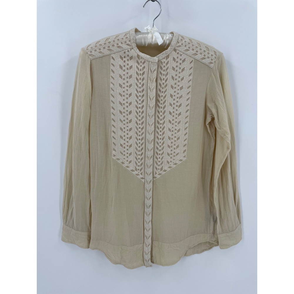 Isabel Marant Etoile Cream Embroidered Blouse Long Sleeve Boho Peasant Top
